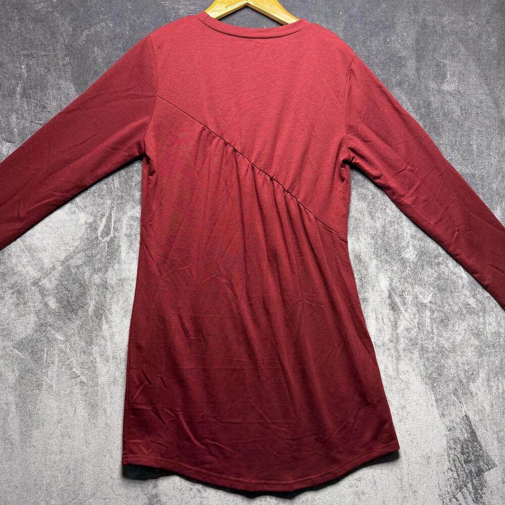 PRETTYGARDEN T-Shirt Dress Womens S Red Relaxed Stretch Jersey Long Sleeve - Picture 7 of 8